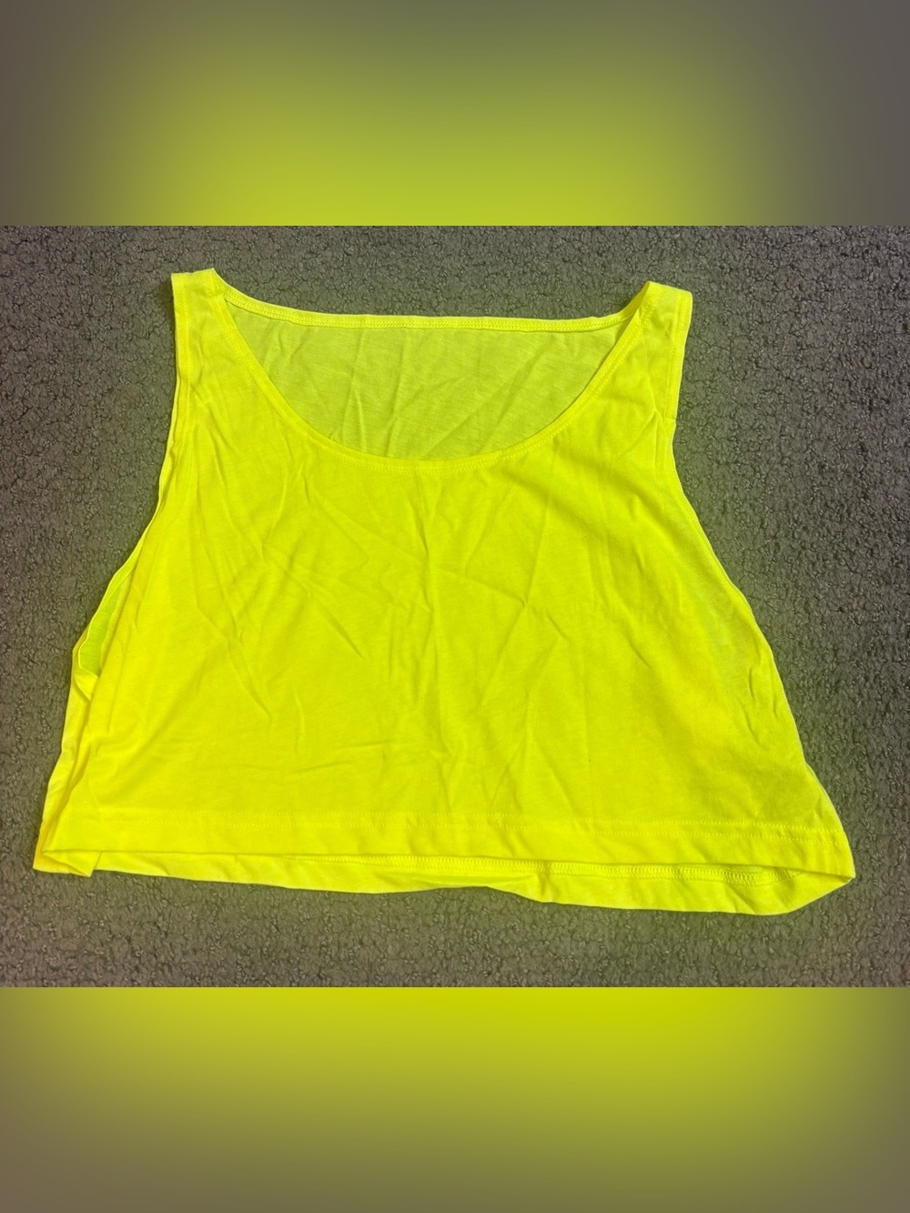 American Apparel Neon Yellow Tank Crop Top 50/50 Collection One Size
